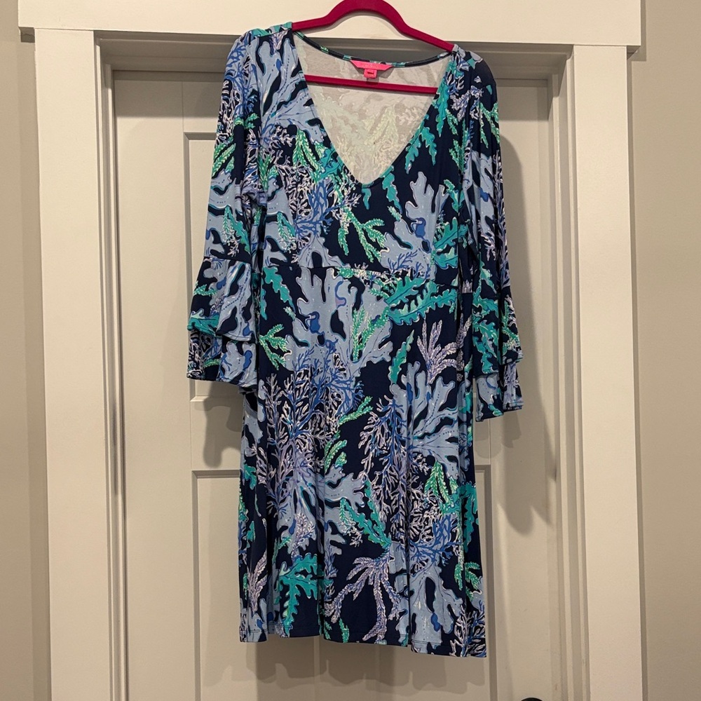Lilly Pulitzer Vibrant Blue and Green Coral Print Cover-Up